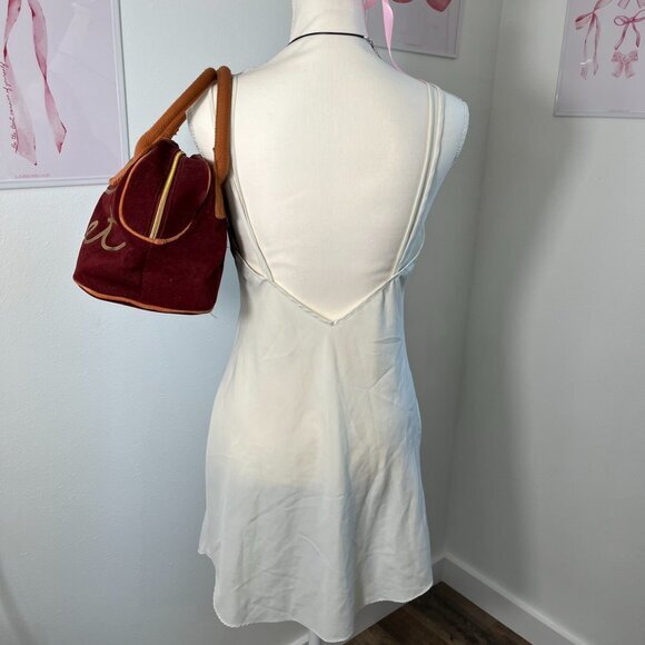 Vintage 90s Victoria's Secret Gold Label Off White Mini Slip Dress Womens M‎ - Picture 5 of 7